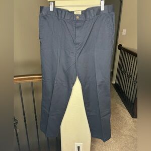St. John’s Bay Easy Care Pleated Cotton Blend Pants Size 40x 30 Navy Blue